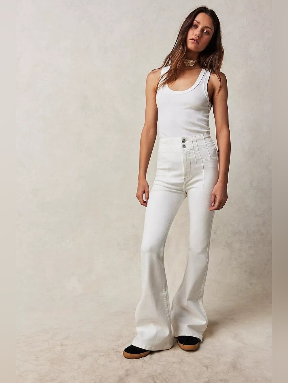 We The Free Jayde Flare Jeans White Denim High Rise Size 27 Boho Western Coastal - Picture 2 of 10
